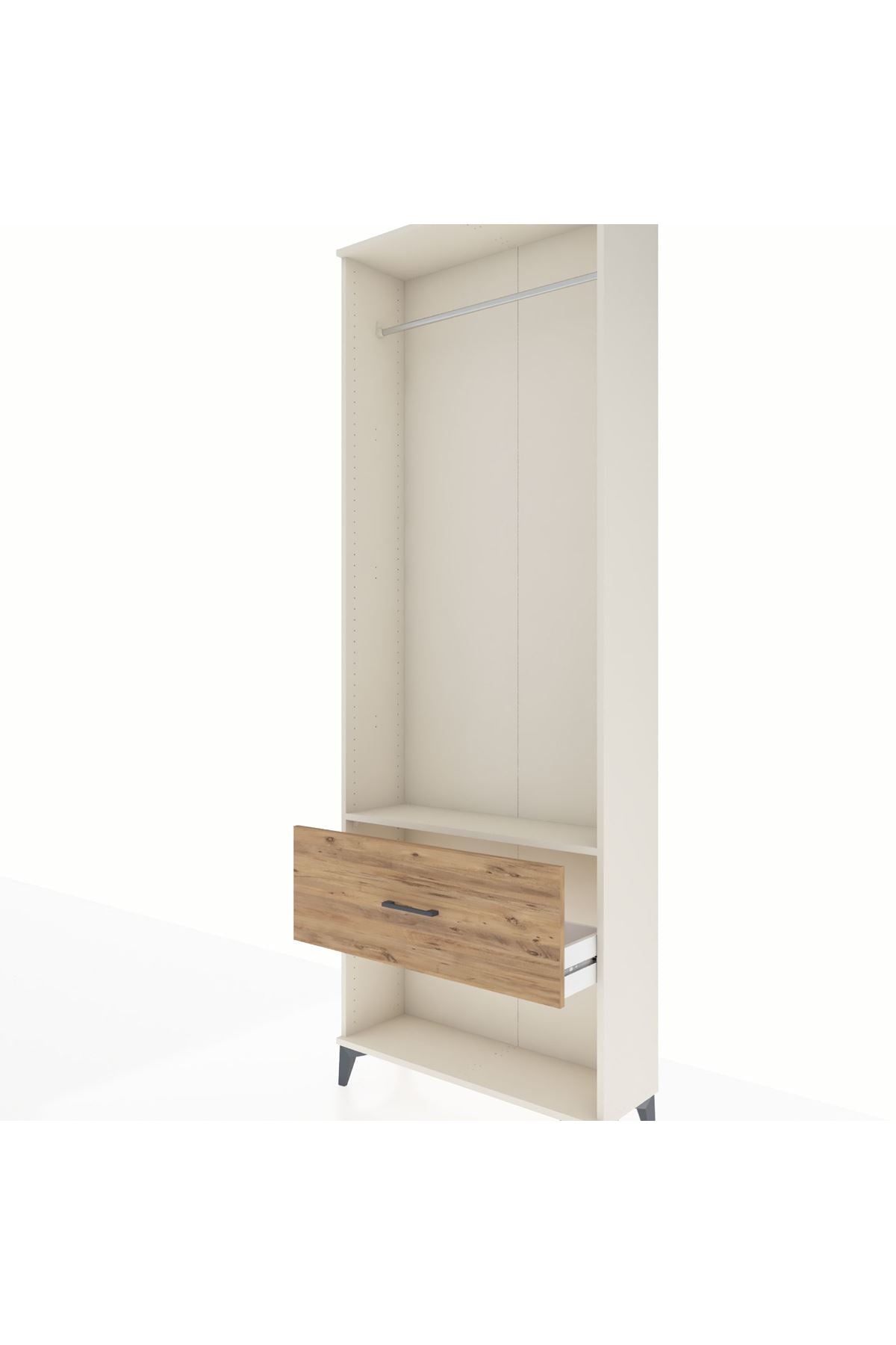 Arges Dolap Tek Raflı Tek Çekmeceli Tek Askılı 88x30x243 Aytaşı-Çam