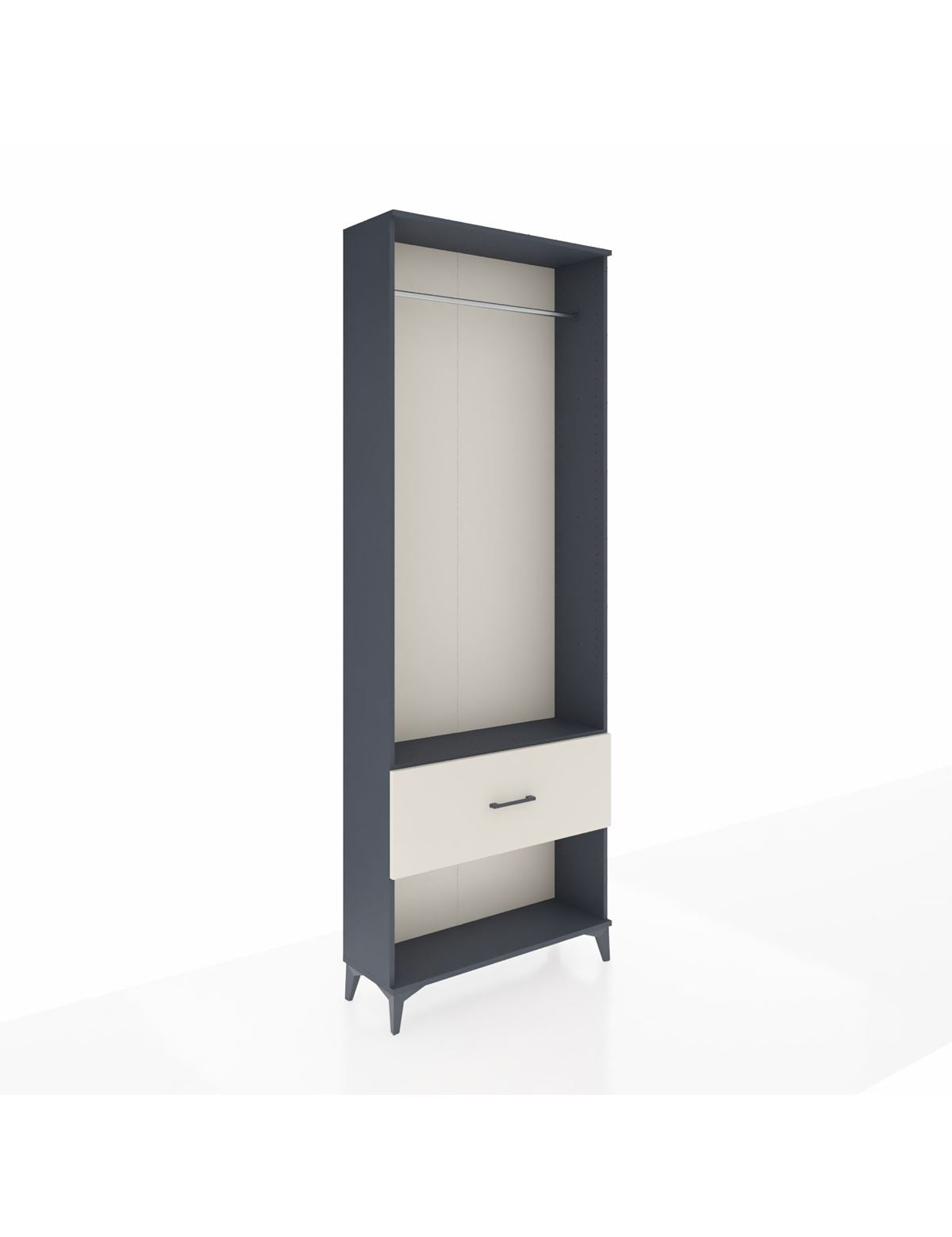 Arges Dolap Tek Raflı Tek Çekmeceli Tek Askılı 88x30x243 Antrasit-Aytaşı