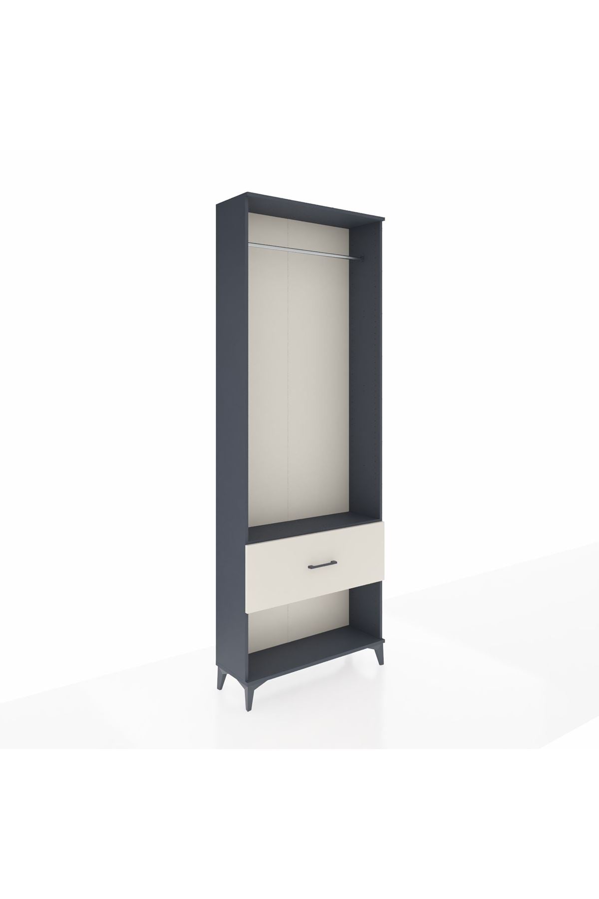 Arges Dolap Tek Raflı Tek Çekmeceli Tek Askılı 88x30x243 Antrasit-Aytaşı