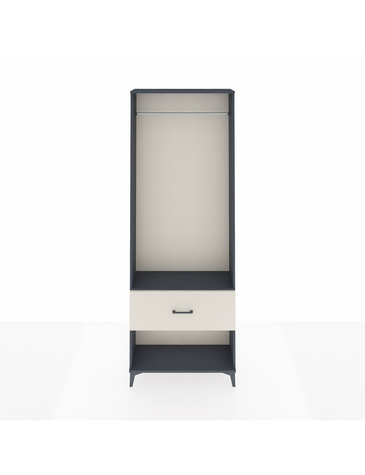 Arges Dolap Tek Raflı Tek Çekmeceli Tek Askılı 88x30x243 Antrasit-Aytaşı