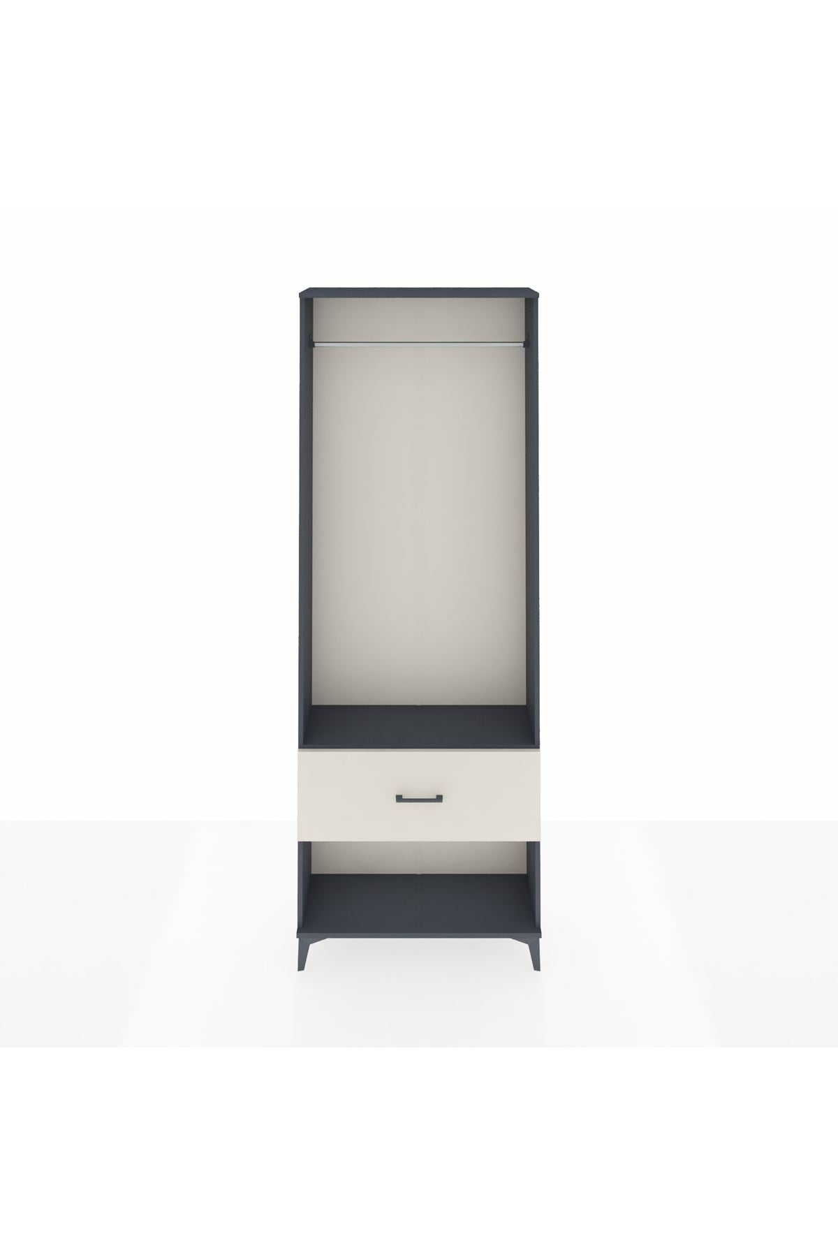 Arges Dolap Tek Raflı Tek Çekmeceli Tek Askılı 88x30x243 Antrasit-Aytaşı