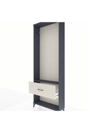 Arges Dolap Tek Raflı Tek Çekmeceli Tek Askılı 88x30x243 Antrasit-Aytaşı