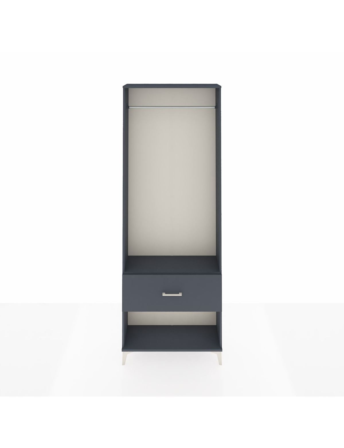 Arges Dolap Tek Raflı Tek Çekmeceli Tek Askılı 88x30x243 Antrasit-Antrasit