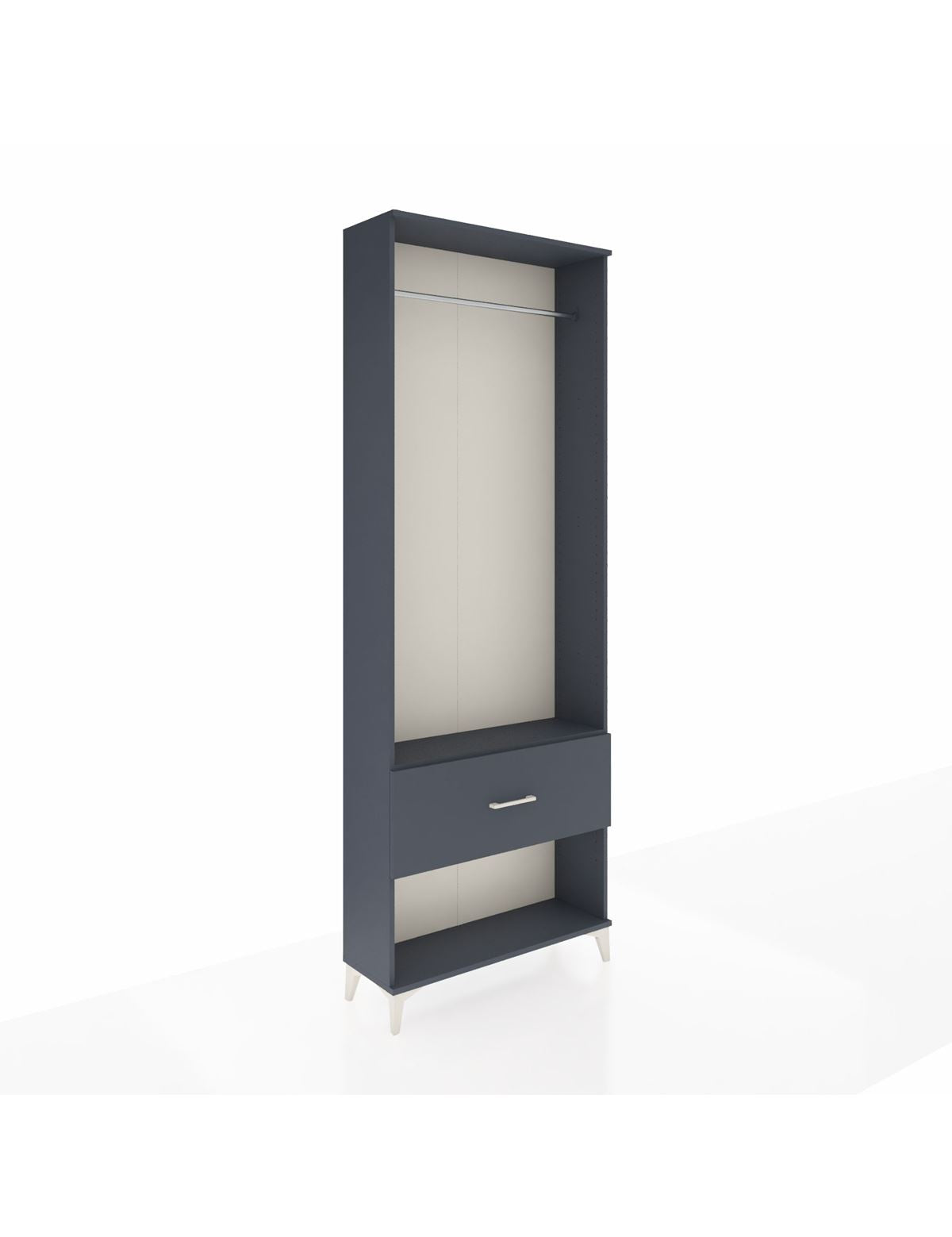 Arges Dolap Tek Raflı Tek Çekmeceli Tek Askılı 88x30x243 Antrasit-Antrasit