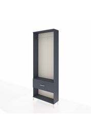 Arges Dolap Tek Raflı Tek Çekmeceli Tek Askılı 88x30x243 Antrasit-Antrasit