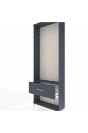 Arges Dolap Tek Raflı Tek Çekmeceli Tek Askılı 88x30x243 Antrasit-Antrasit