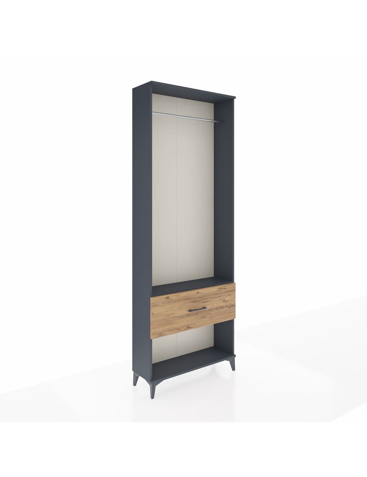 Arges Dolap Tek Raflı Tek Çekmeceli Tek Askılı 88x30x243 Antrasit-Çam