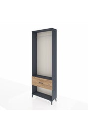 Arges Dolap Tek Raflı Tek Çekmeceli Tek Askılı 88x30x243 Antrasit-Çam