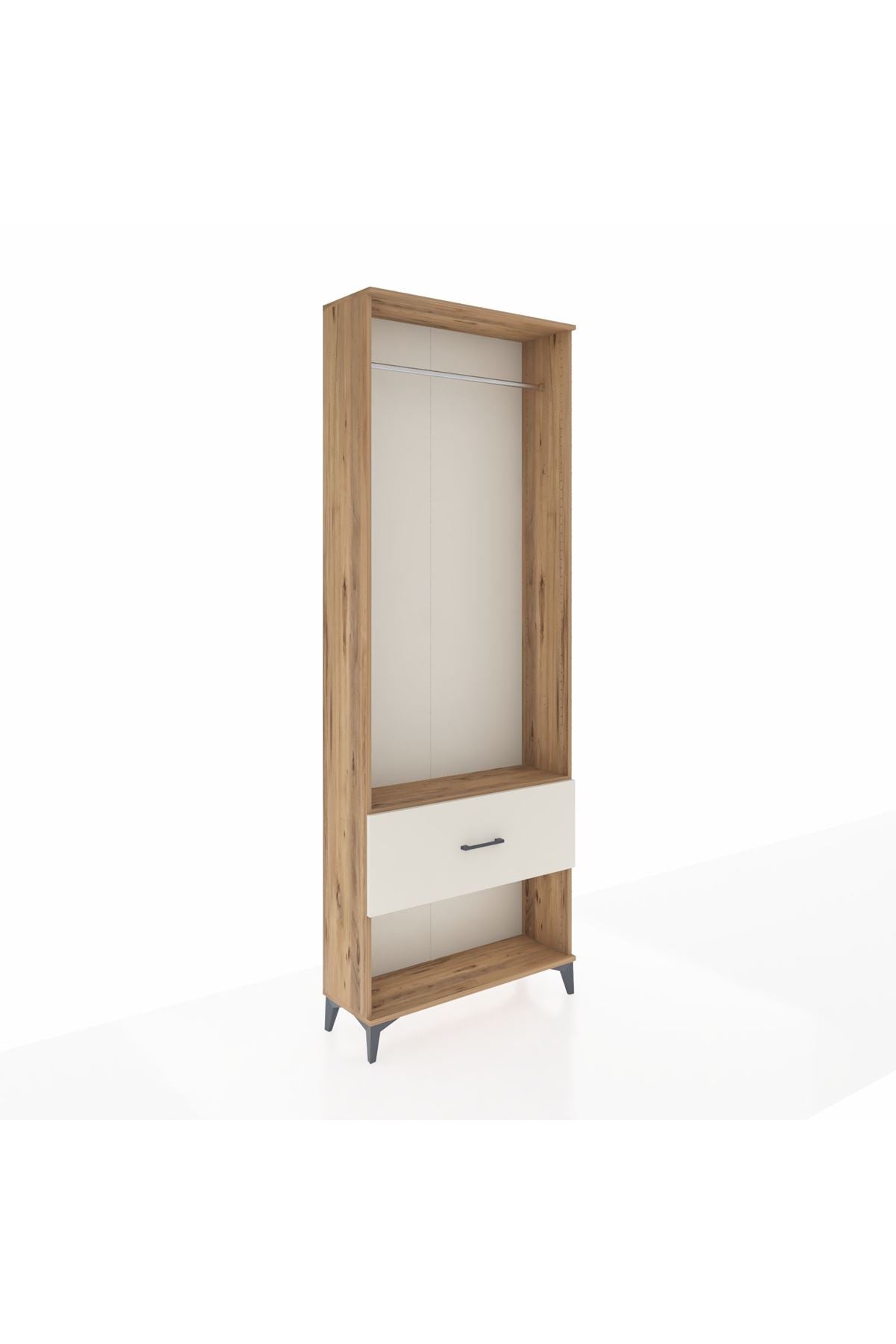 Arges Dolap Tek Raflı Tek Çekmeceli Tek Askılı 88x30x243 Çam-Aytaşı