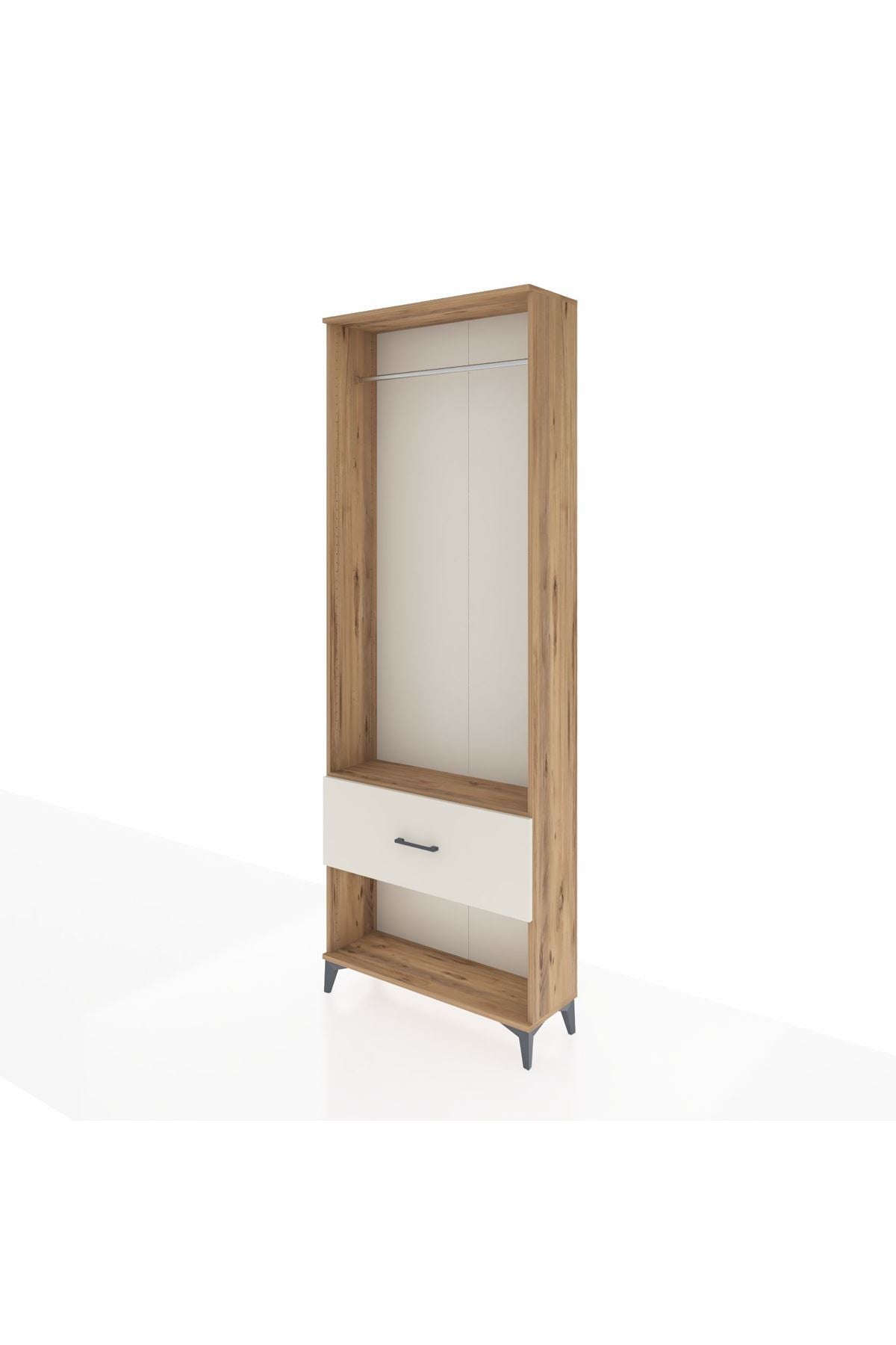 Arges Dolap Tek Raflı Tek Çekmeceli Tek Askılı 88x30x243 Çam-Aytaşı