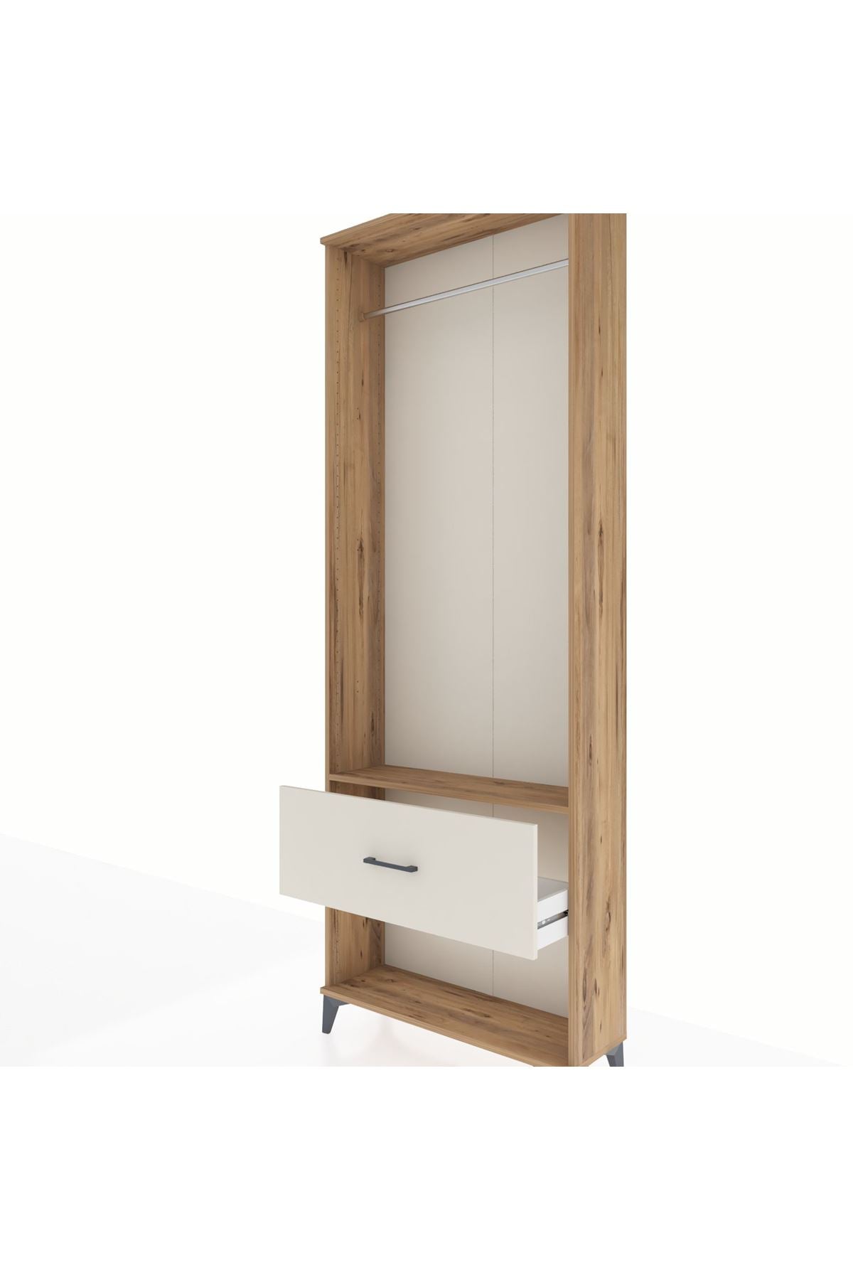 Arges Dolap Tek Raflı Tek Çekmeceli Tek Askılı 88x30x243 Çam-Aytaşı