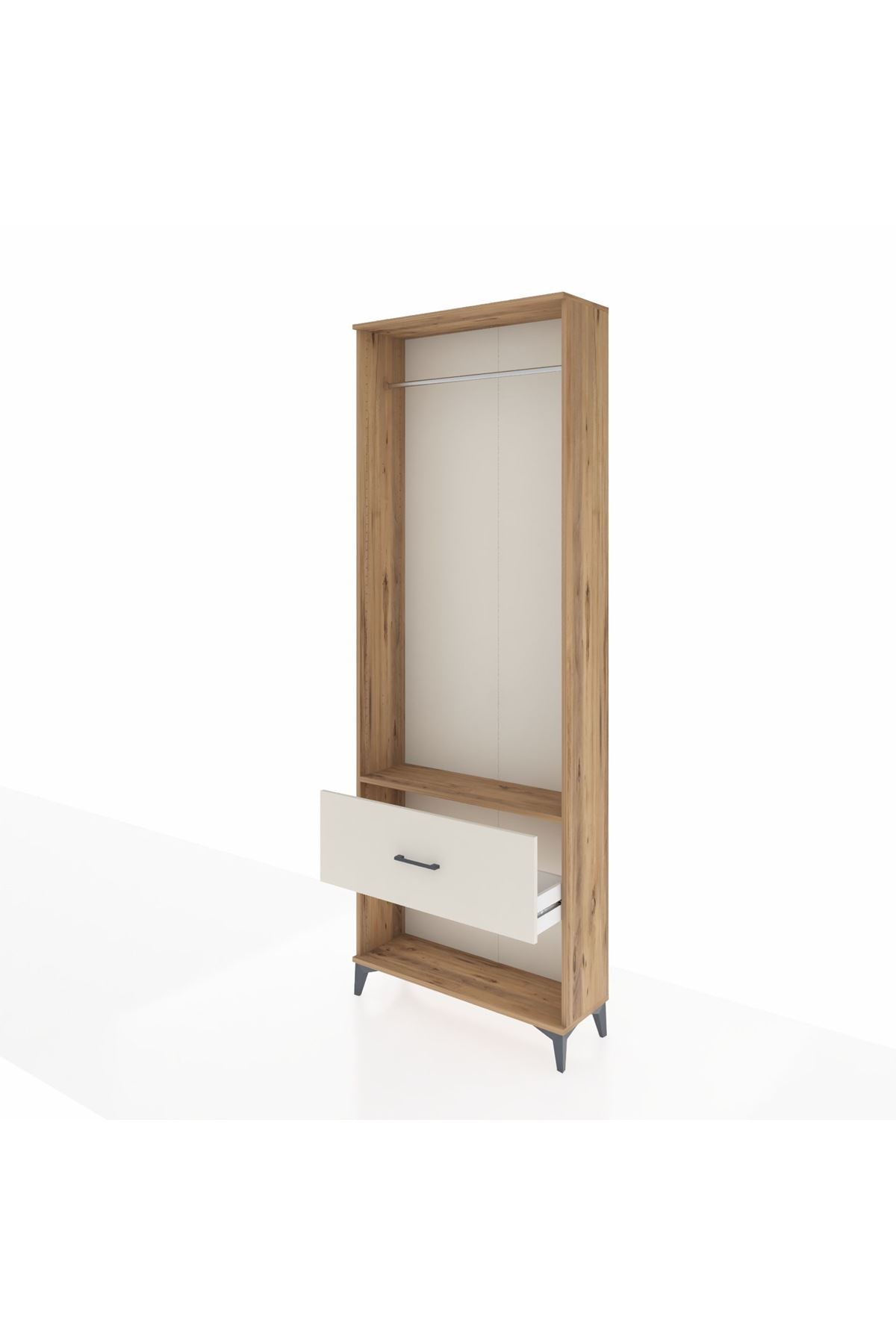 Arges Dolap Tek Raflı Tek Çekmeceli Tek Askılı 88x30x243 Çam-Aytaşı