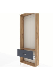 Arges Dolap Tek Raflı Tek Çekmeceli Tek Askılı 88x30x243 Çam-Antrasit