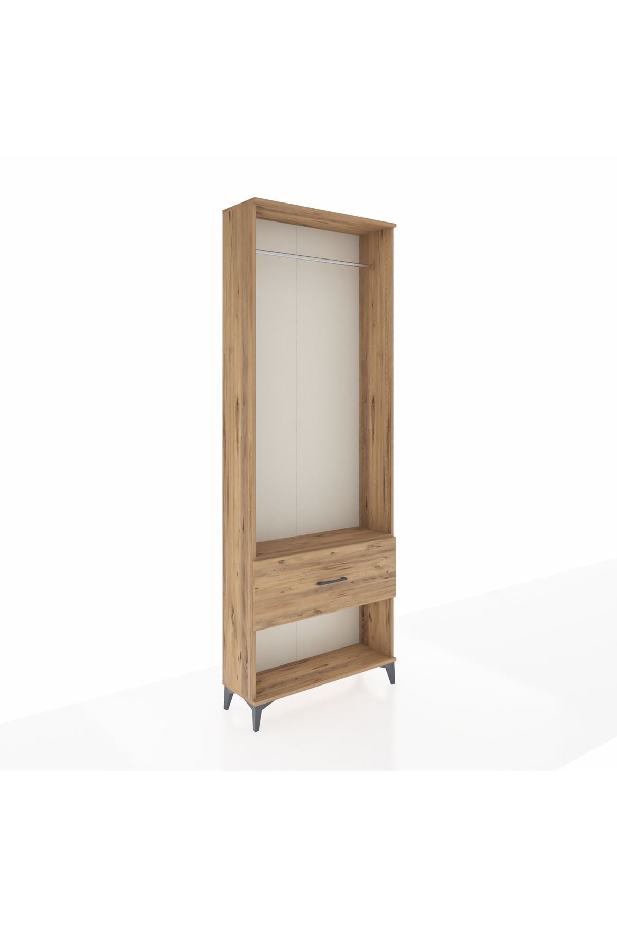 Arges Dolap Tek Raflı Tek Çekmeceli Tek Askılı 88x30x243 Çam-Çam