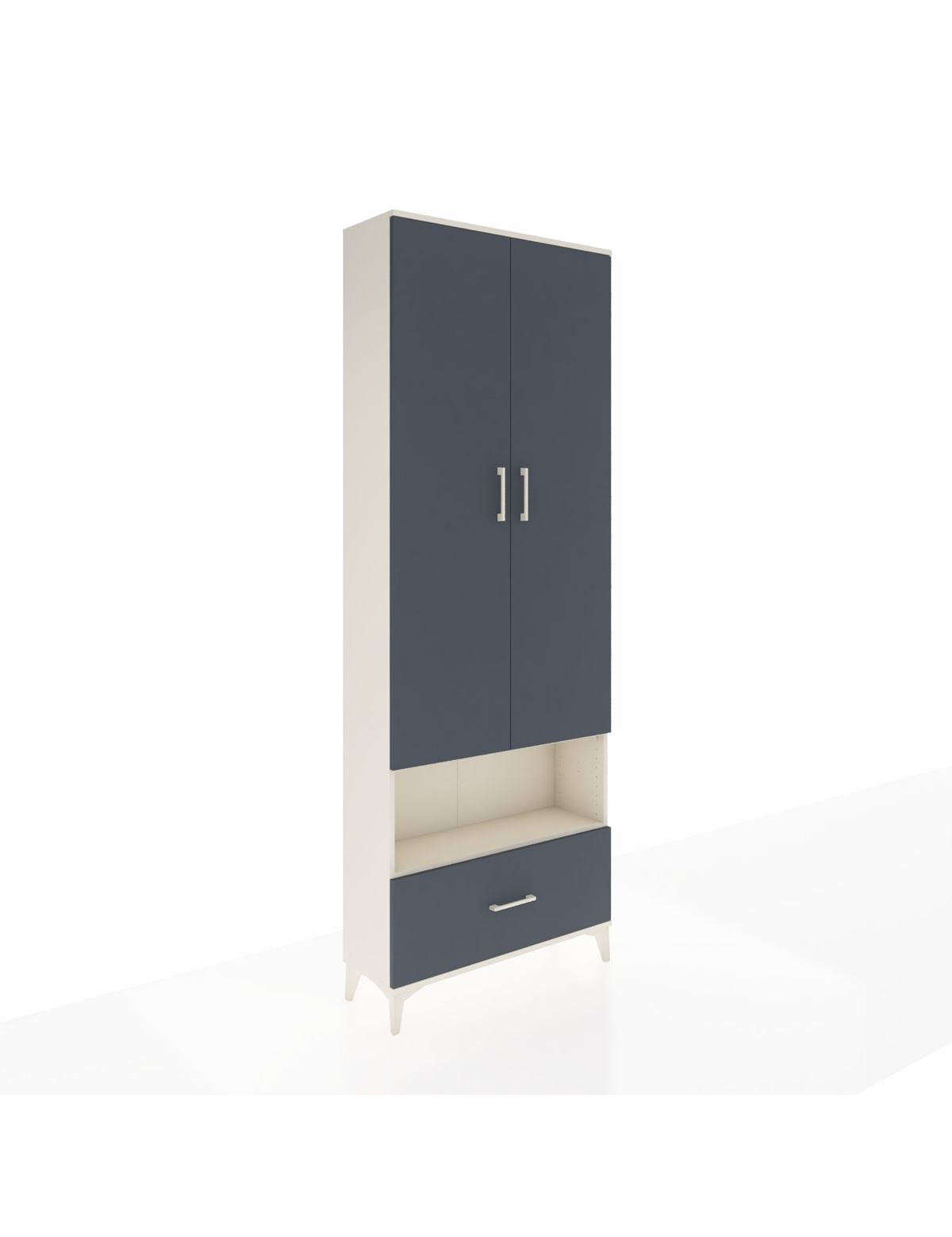 Arges Dolap 2 Raflı Tek Çekmeceli Tek Askılı 88x30x243 Aytaşı-Antrasit