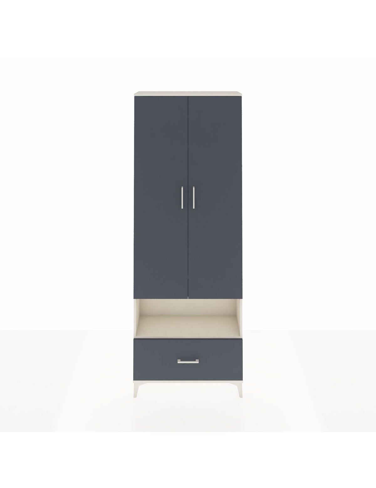 Arges Dolap 2 Raflı Tek Çekmeceli Tek Askılı 88x30x243 Aytaşı-Antrasit