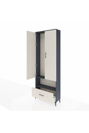 Arges Dolap 2 Raflı Tek Çekmeceli Tek Askılı 88x30x243 Antrasit-Aytaşı