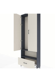 Arges Dolap 2 Raflı Tek Çekmeceli Tek Askılı 88x30x243 Antrasit-Aytaşı