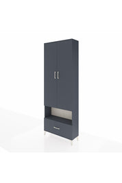 Arges Dolap 2 Raflı Tek Çekmeceli Tek Askılı 88x30x243 Antrasit-Antrasit