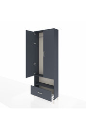 Arges Dolap 2 Raflı Tek Çekmeceli Tek Askılı 88x30x243 Antrasit-Antrasit