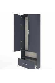 Arges Dolap 2 Raflı Tek Çekmeceli Tek Askılı 88x30x243 Antrasit-Antrasit