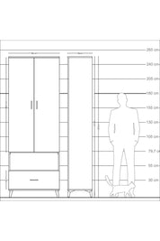 Arges Dolap 2 Raflı Tek Çekmeceli Tek Askılı 88x30x243 Antrasit-Antrasit