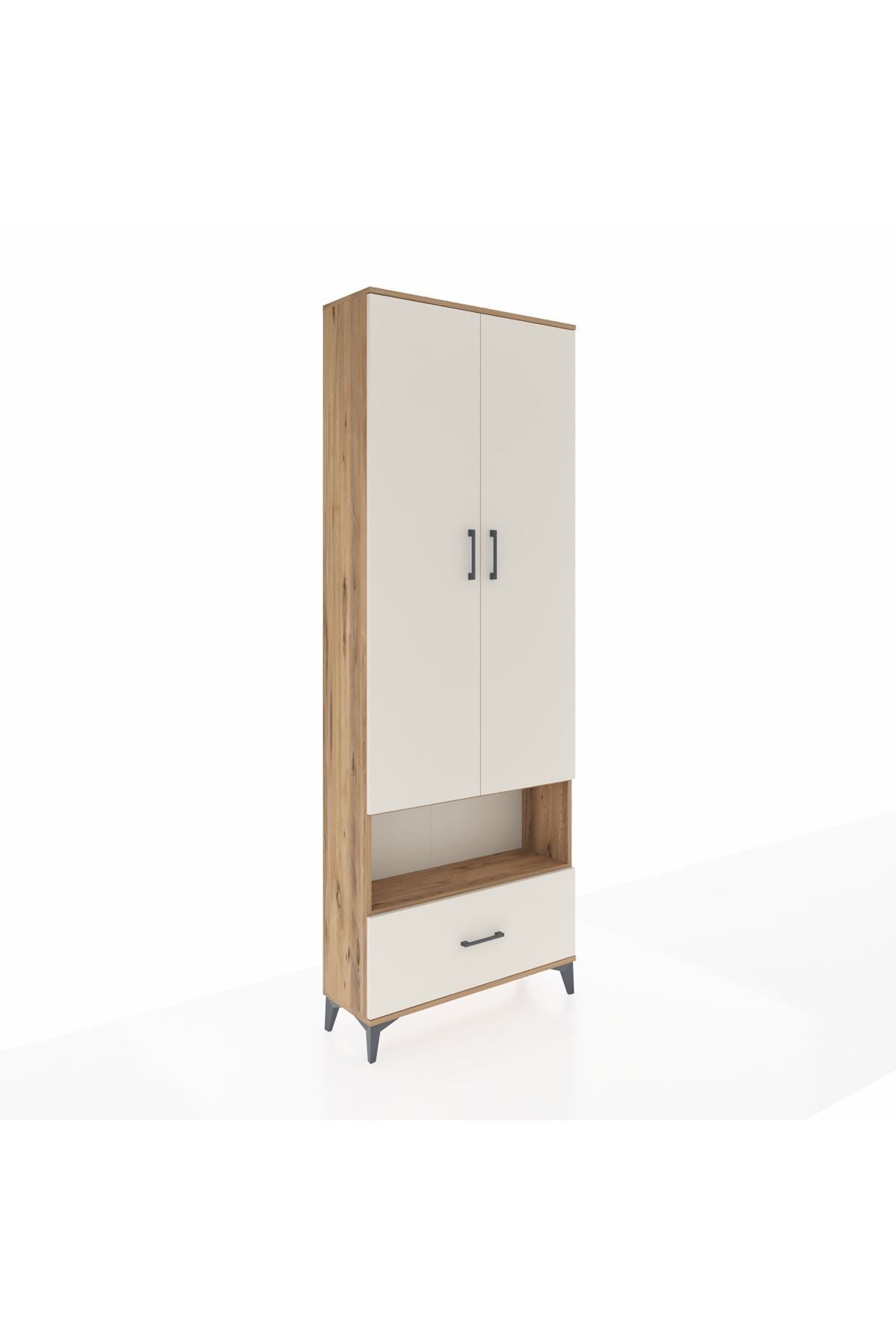Arges Dolap 2 Raflı Tek Çekmeceli Tek Askılı 88x30x243 Çam-Aytaşı