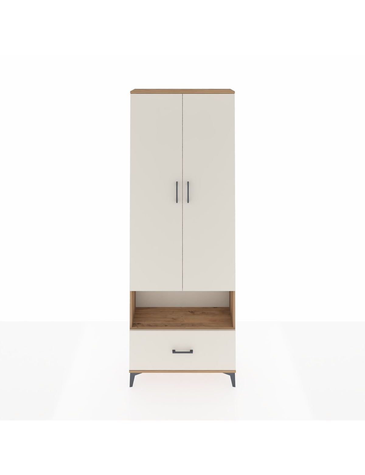 Arges Dolap 2 Raflı Tek Çekmeceli Tek Askılı 88x30x243 Çam-Aytaşı