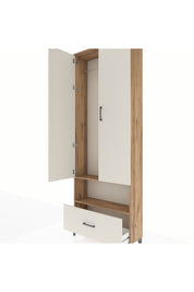 Arges Dolap 2 Raflı Tek Çekmeceli Tek Askılı 88x30x243 Çam-Aytaşı