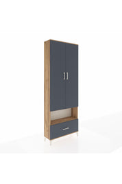 Arges Dolap 2 Raflı Tek Çekmeceli Tek Askılı 88x30x243 Çam-Antrasit