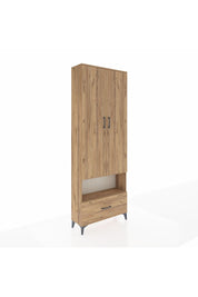 Arges Dolap 2 Raflı Tek Çekmeceli Tek Askılı 88x30x243 Çam-Çam