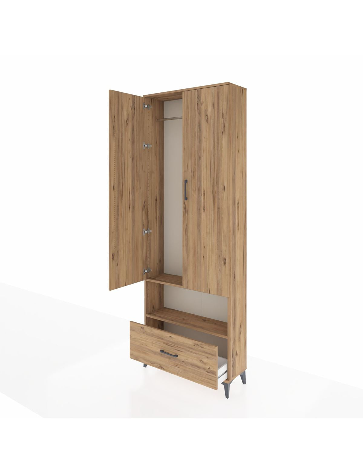 Arges Dolap 2 Raflı Tek Çekmeceli Tek Askılı 88x30x243 - S33M313V9A