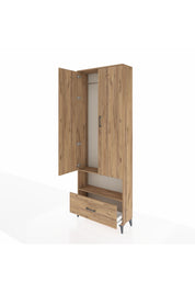 Arges Dolap 2 Raflı Tek Çekmeceli Tek Askılı 88x30x243 Çam-Çam