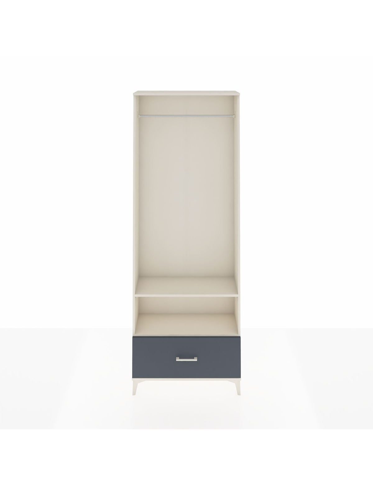 Arges Dolap 2 Raflı Tek Çekmeceli Tek Askılı 88x30x243 Aytaşı-Antrasit