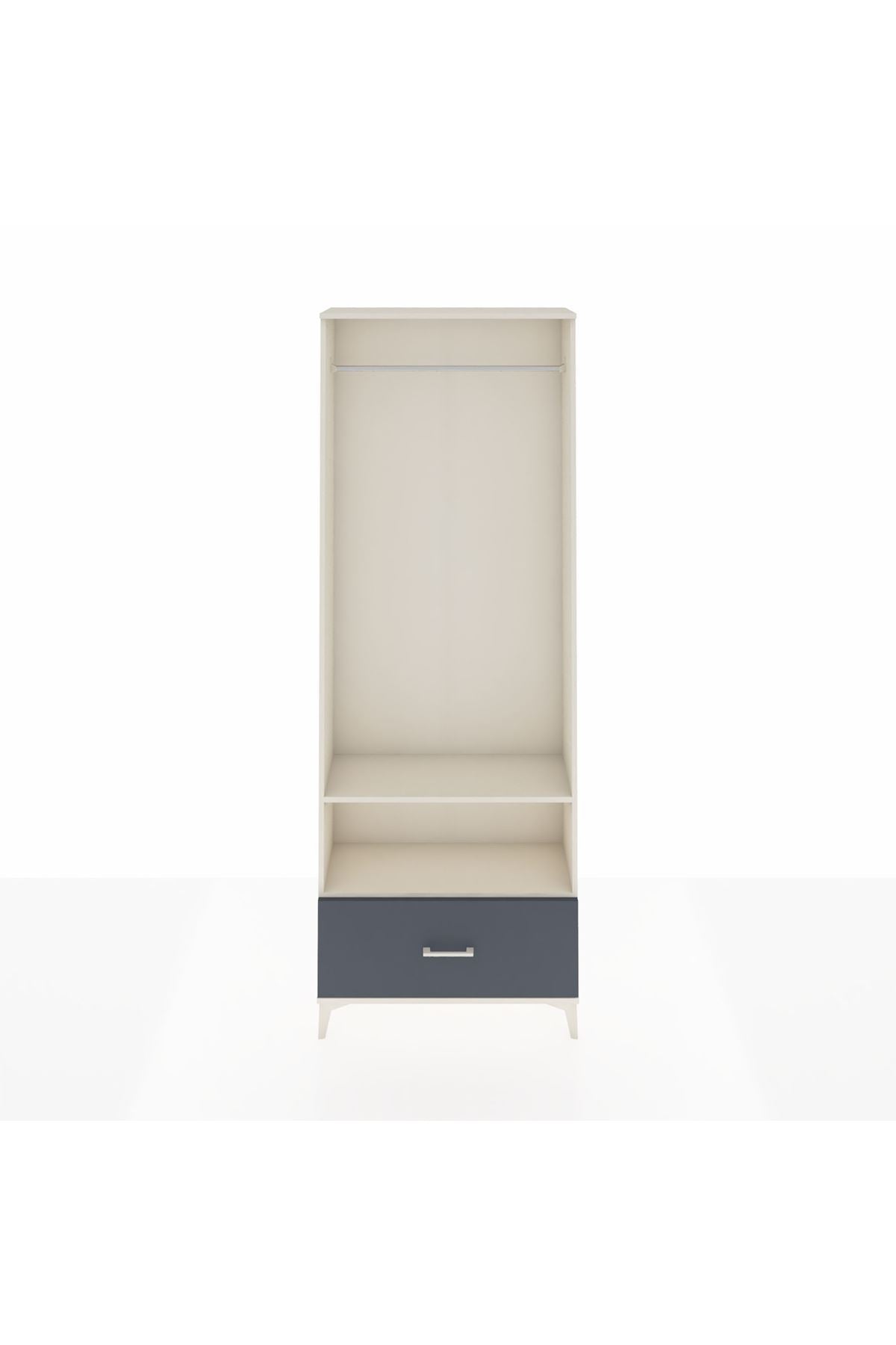 Arges Dolap 2 Raflı Tek Çekmeceli Tek Askılı 88x30x243 Aytaşı-Antrasit
