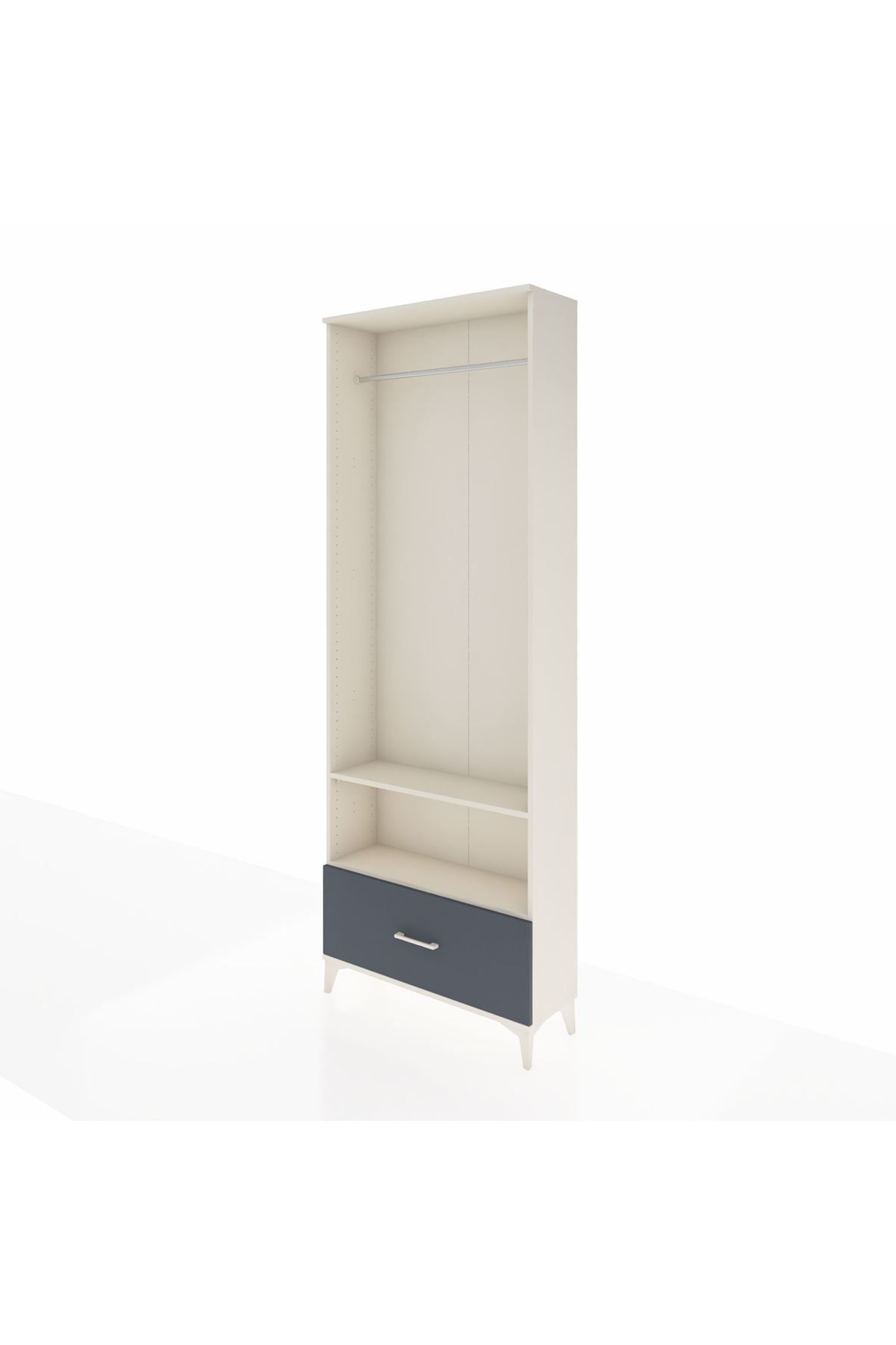 Arges Dolap 2 Raflı Tek Çekmeceli Tek Askılı 88x30x243 Aytaşı-Antrasit
