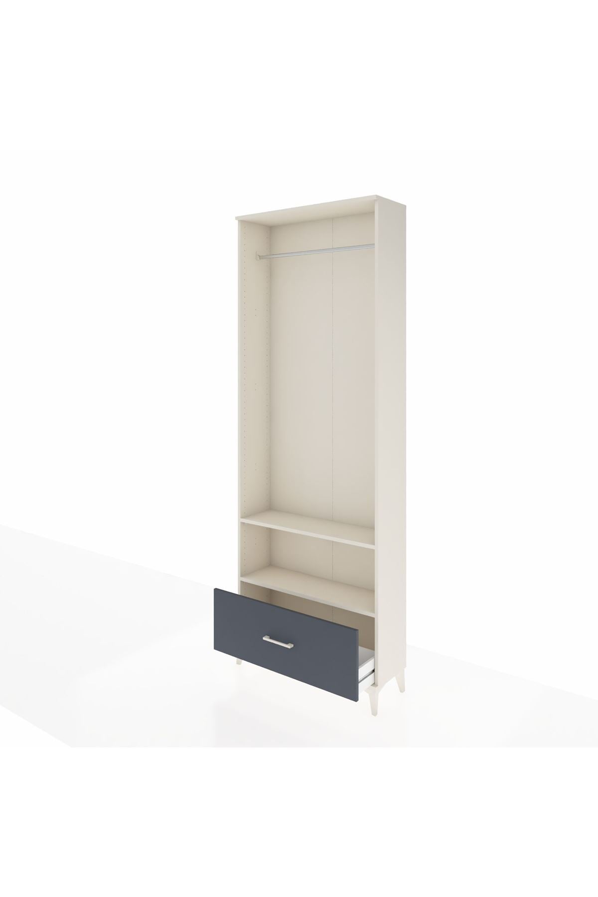 Arges Dolap 2 Raflı Tek Çekmeceli Tek Askılı 88x30x243 Aytaşı-Antrasit