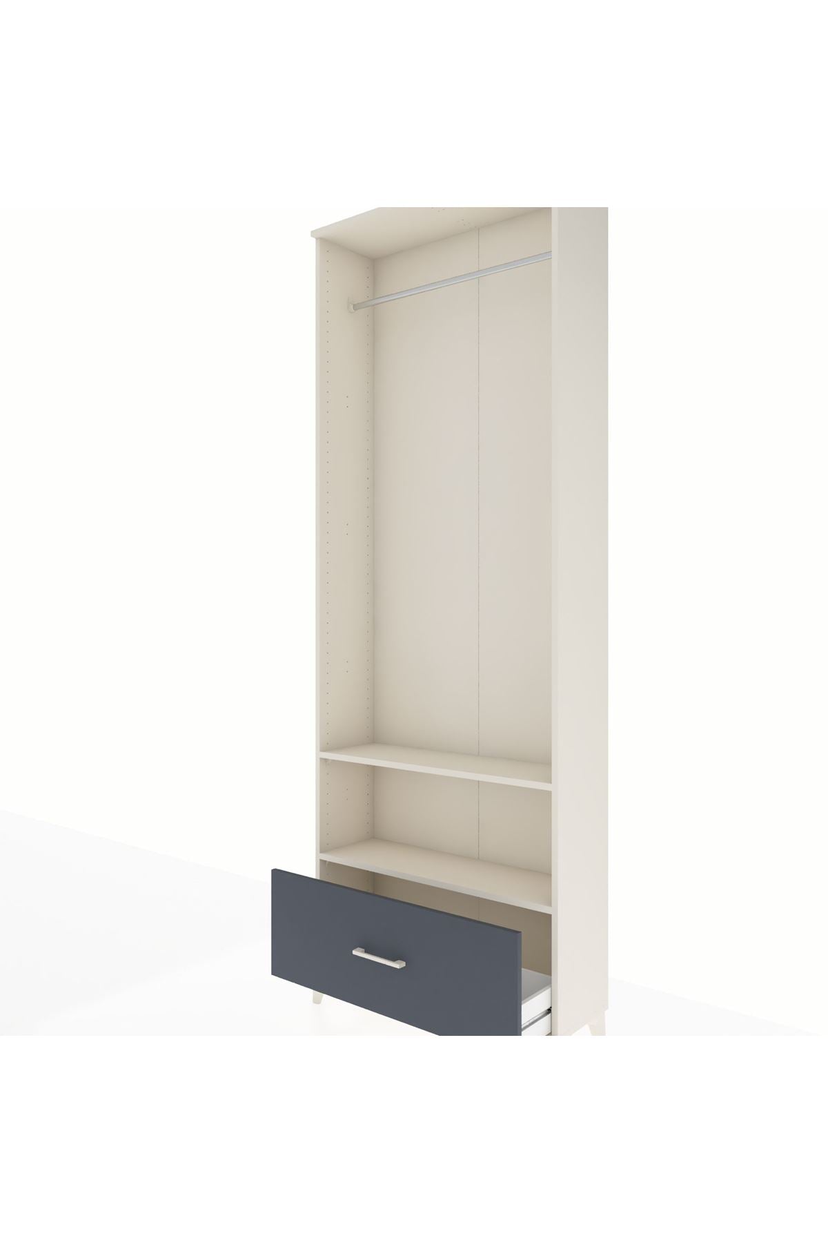 Arges Dolap 2 Raflı Tek Çekmeceli Tek Askılı 88x30x243 Aytaşı-Antrasit