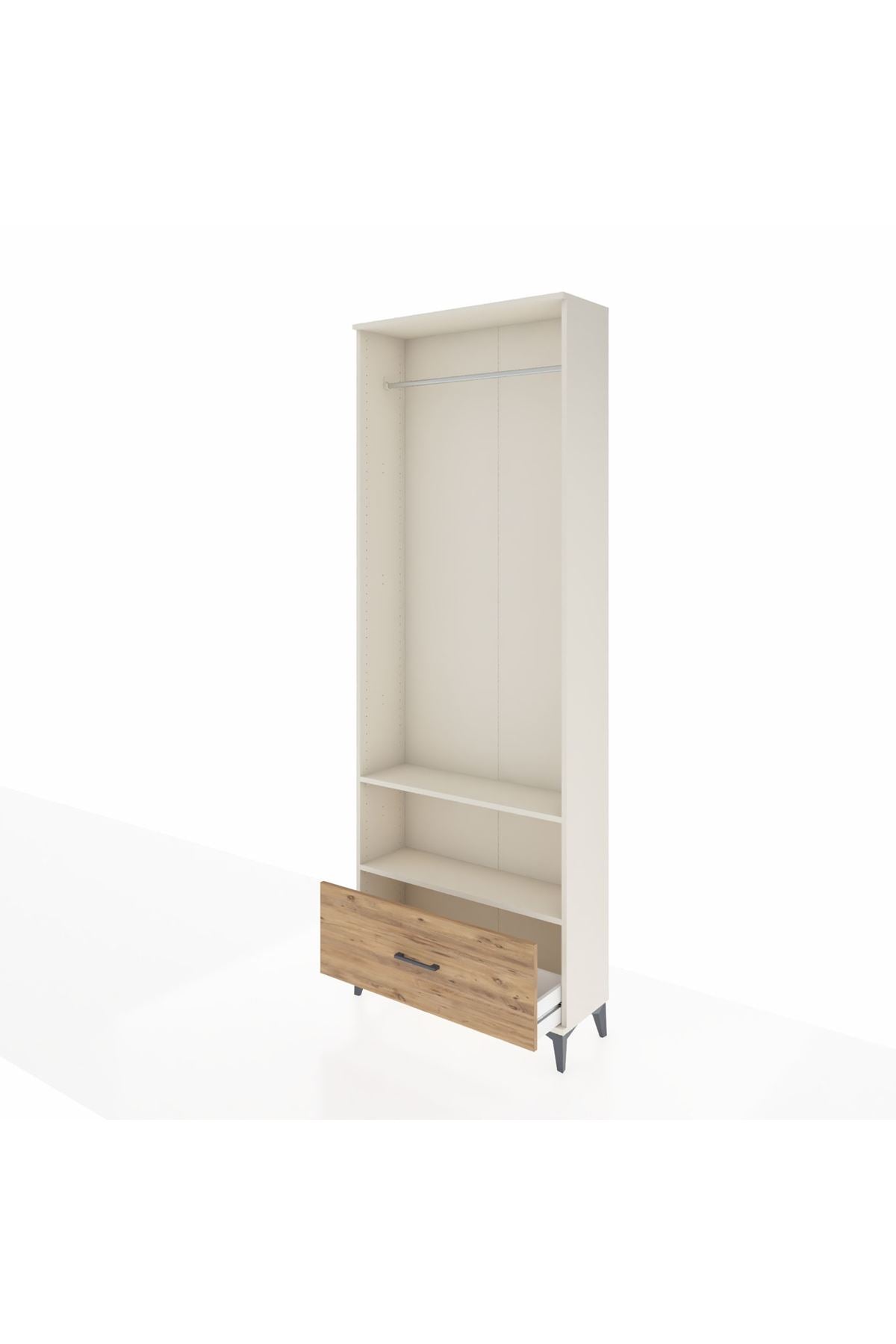 Arges Dolap 2 Raflı Tek Çekmeceli Tek Askılı 88x30x243 Aytaşı-Çam