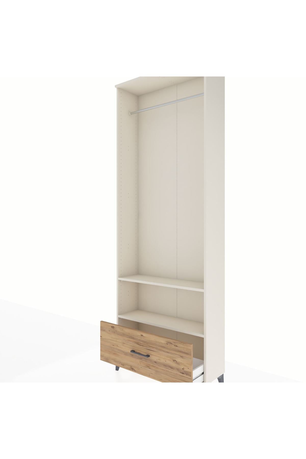 Arges Dolap 2 Raflı Tek Çekmeceli Tek Askılı 88x30x243 Aytaşı-Çam