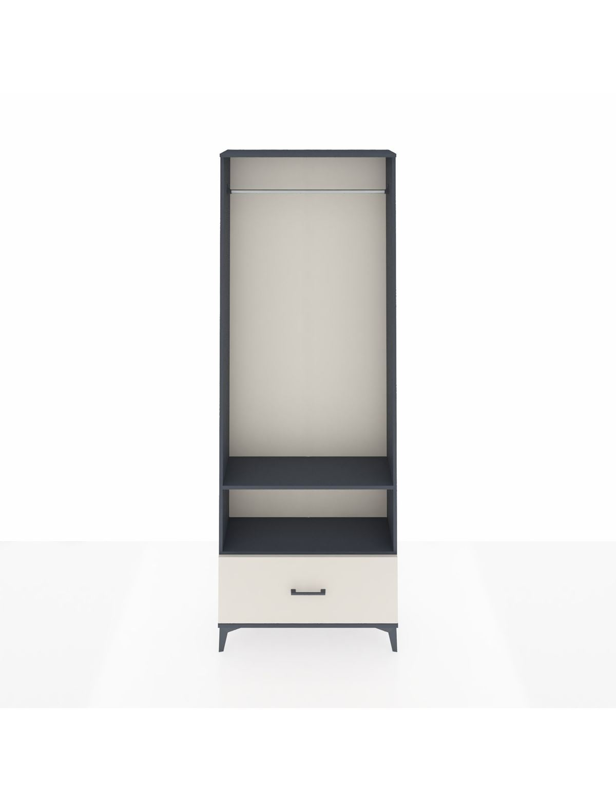 Arges Dolap 2 Raflı Tek Çekmeceli Tek Askılı 88x30x243 Antrasit-Aytaşı