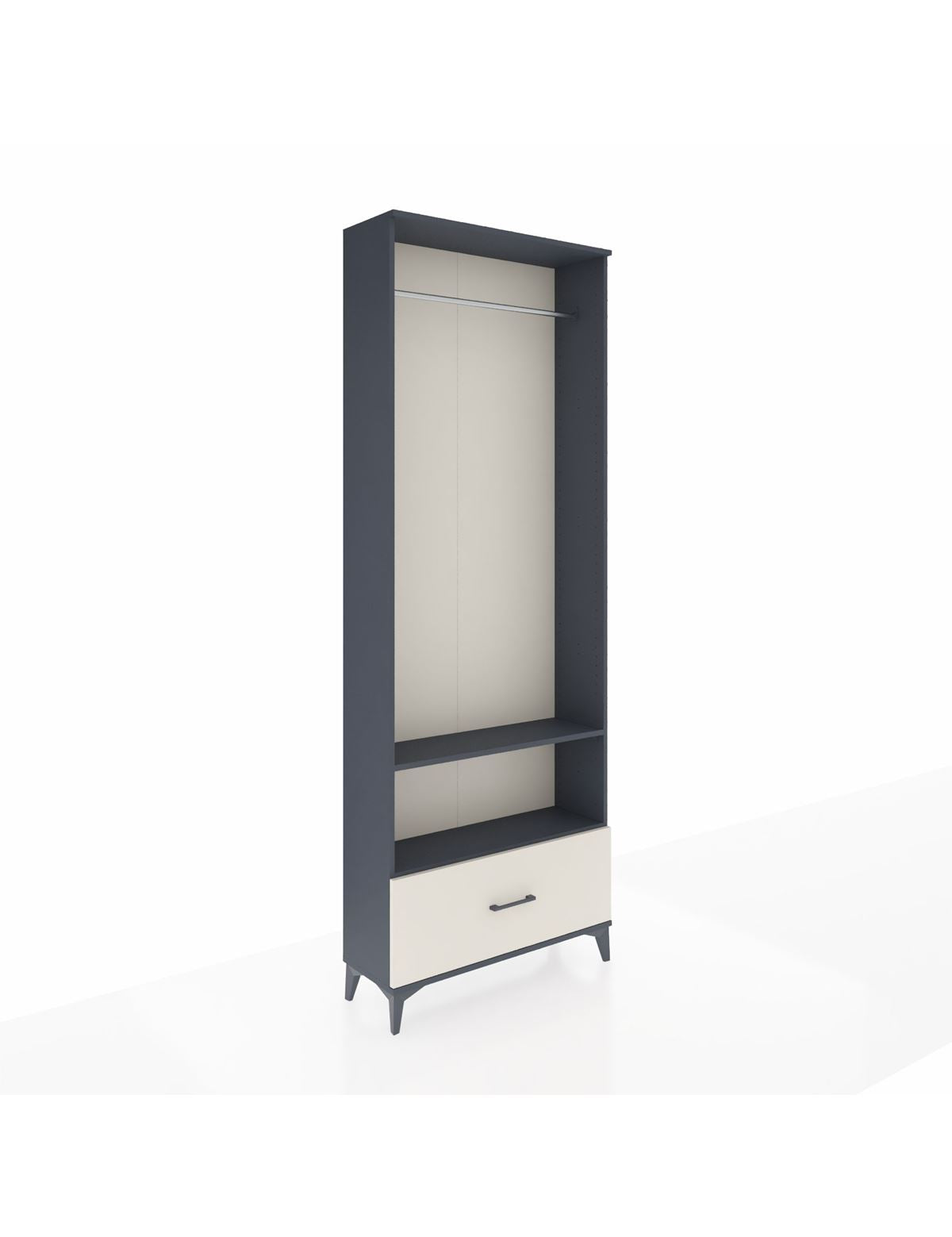 Arges Dolap 2 Raflı Tek Çekmeceli Tek Askılı 88x30x243 Antrasit-Aytaşı