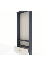 Arges Dolap 2 Raflı Tek Çekmeceli Tek Askılı 88x30x243 Antrasit-Aytaşı