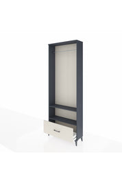Arges Dolap 2 Raflı Tek Çekmeceli Tek Askılı 88x30x243 Antrasit-Aytaşı