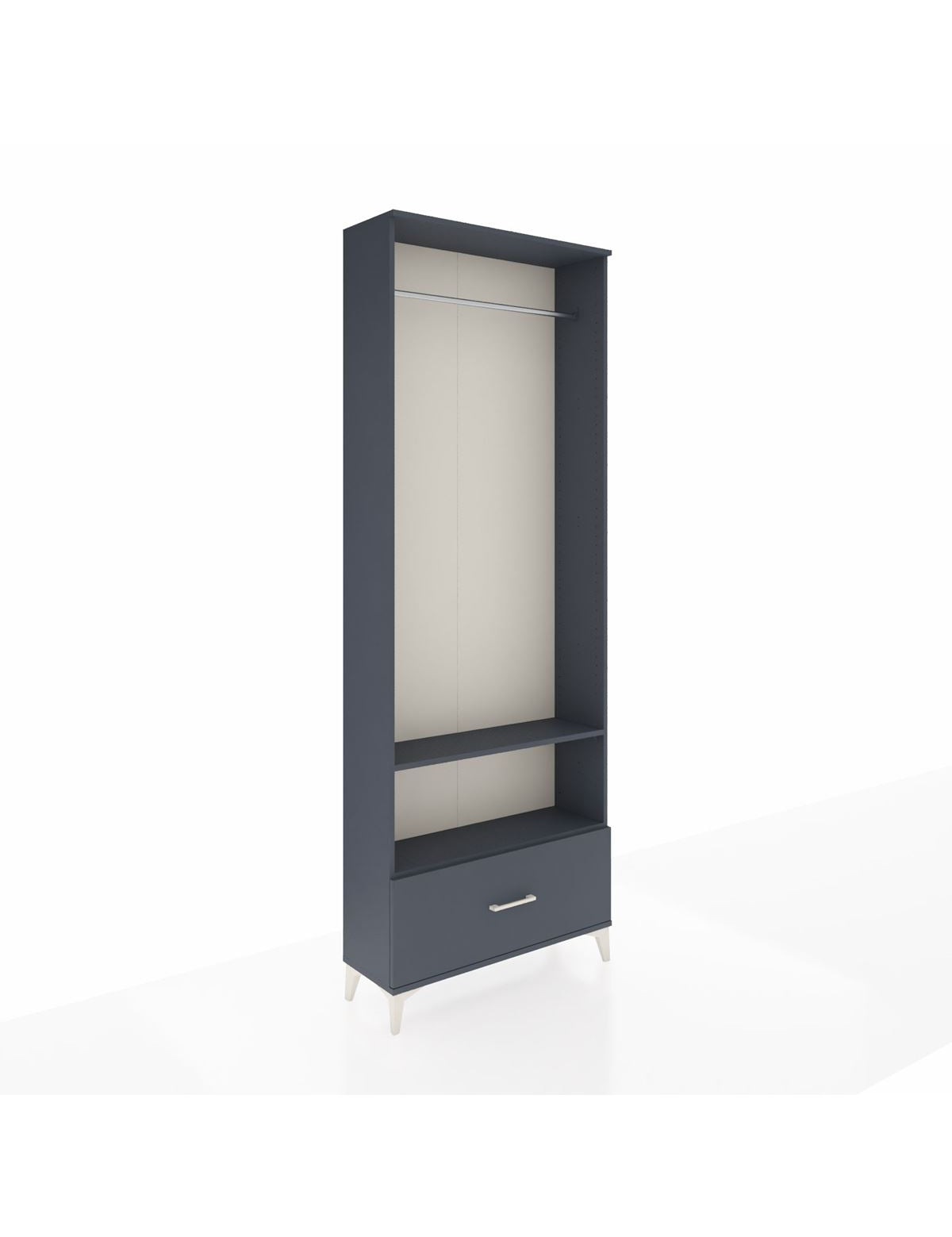 Arges Dolap 2 Raflı Tek Çekmeceli Tek Askılı 88x30x243 Antrasit-Antrasit