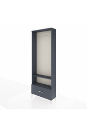 Arges Dolap 2 Raflı Tek Çekmeceli Tek Askılı 88x30x243 Antrasit-Antrasit