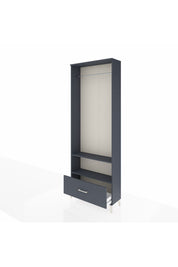 Arges Dolap 2 Raflı Tek Çekmeceli Tek Askılı 88x30x243 Antrasit-Antrasit