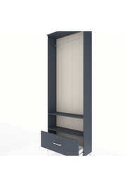 Arges Dolap 2 Raflı Tek Çekmeceli Tek Askılı 88x30x243 Antrasit-Antrasit