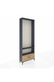 Arges Dolap 2 Raflı Tek Çekmeceli Tek Askılı 88x30x243 Antrasit-Çam