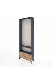 Arges Dolap 2 Raflı Tek Çekmeceli Tek Askılı 88x30x243 Antrasit-Çam